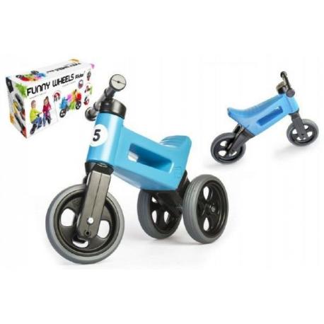 Odrážedlo modré FUNNY WHEELS 2v1 výška sedadla nastavitelná 28/31cm nosnost 50kg 18m+ v krabici